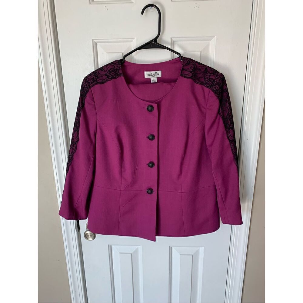 Isabella suit dress w lace size 14 purple/fusia color